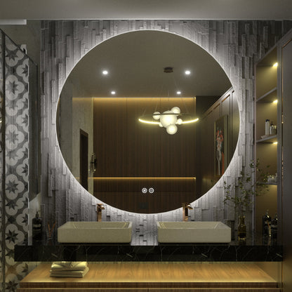 Round Frameless Super Bright LED Backlited Anti-Fog Wall Bathroom Vanity Mirror 24x24