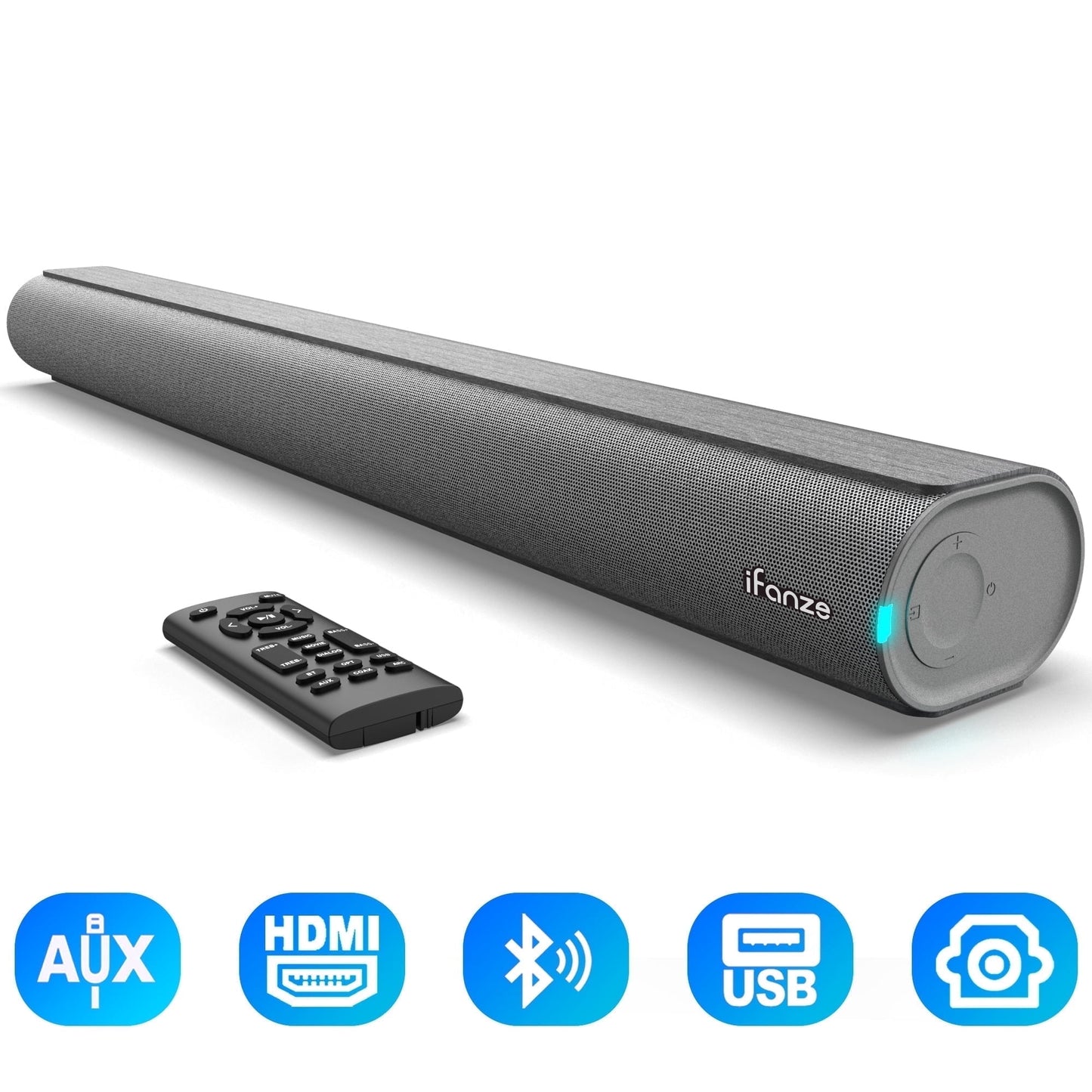 100W Bluetooth Sound Bar with HDMI, Home Theater Surround Sound System with Built-in Subwoofer for Smart TV, Brushed Finish Gray