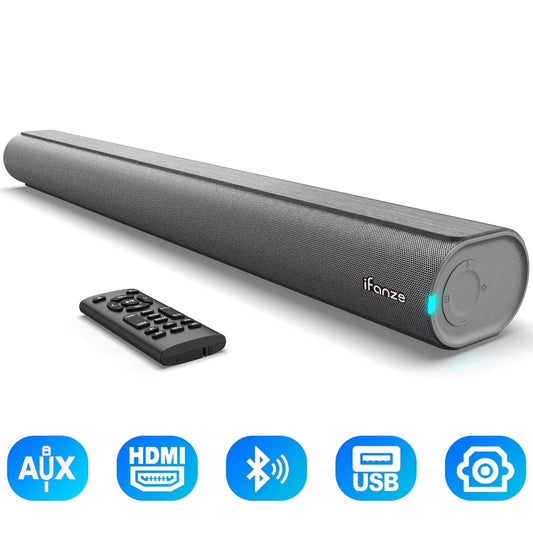 100W Bluetooth Sound Bar with HDMI, Home Theater Surround Sound System with Built-in Subwoofer for Smart TV, Brushed Finish Gray