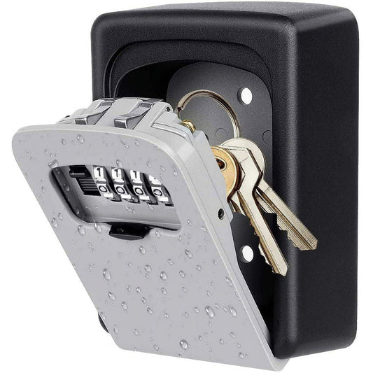 TCWHNIEV Key Lock Box,Wall Mounted Key Safe Box,4 Digit Combination Key Storage Lock Box for Home Indoor Outdoor, 5 Keys Capacity, Gray