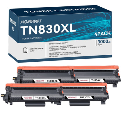 TN830XL TN830 Toner Cartridge for Brother TN830XL TN-830XL TN830 Toner Cartridge for Brother DCP-L2640DW HL-L2460DW HL-L2405W HL-L2400D HL-L2480DW MFC-L2820DW Printer (4 Black)