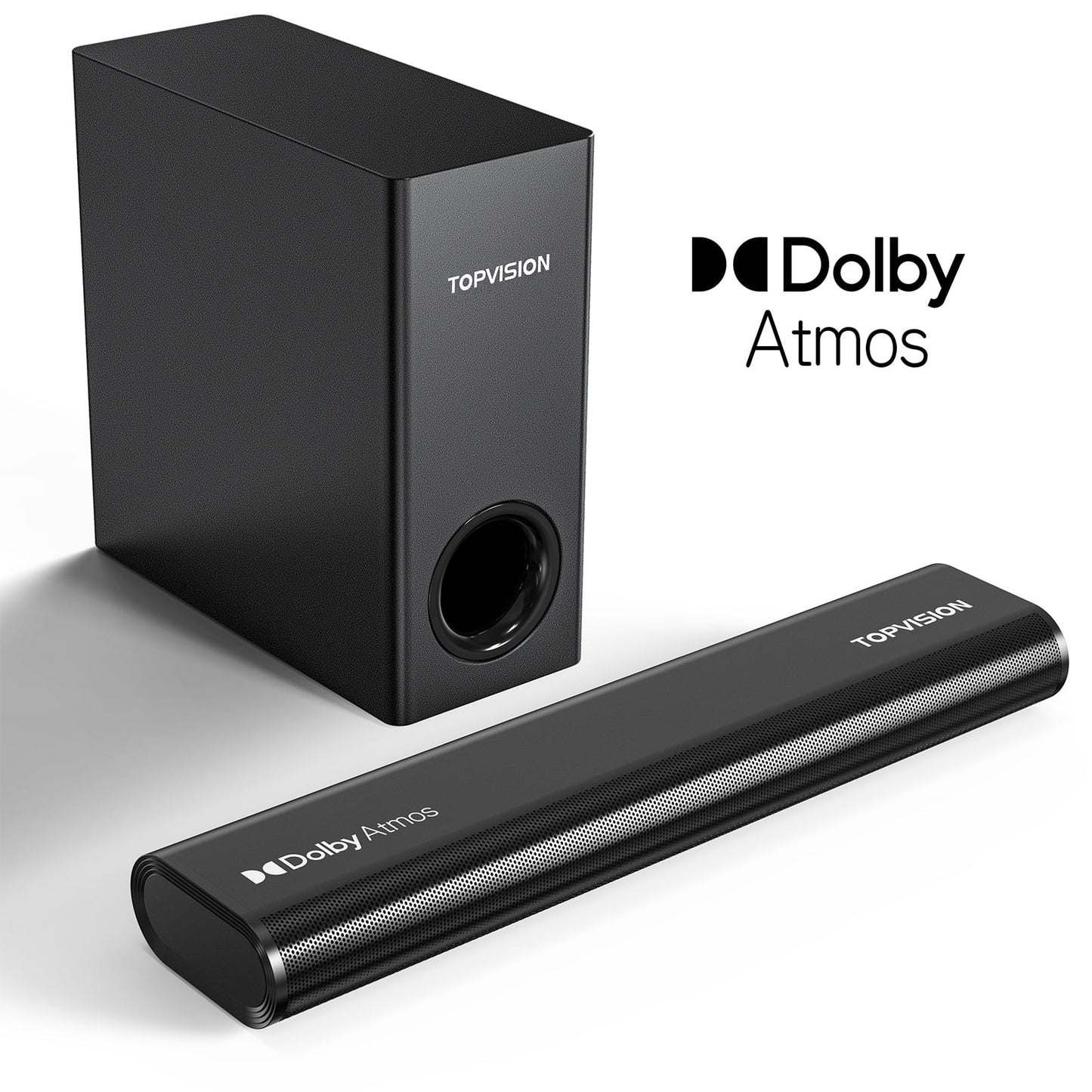 TOPVISION Sound Bar, 2.1ch Dolby Atmos Soundbars for TV, 150W 3D Sound System Speaker with Bluetooth 5.3/HDMI/Aux/Opt/USB Connection