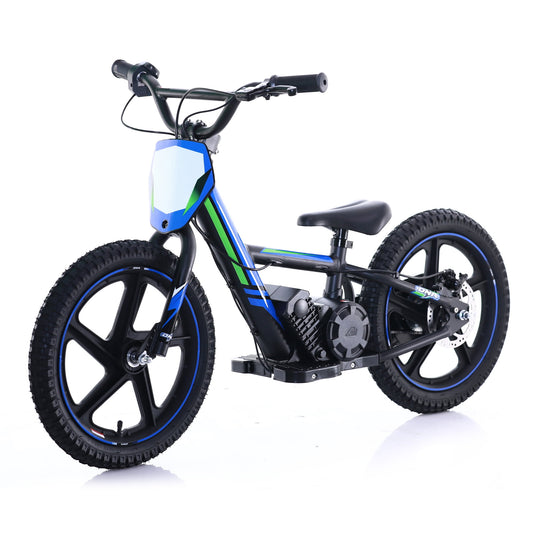 TUIBOKA Lightweight Electric Dirt Bike for Kids, 340W Racing Grade Electric Motorcycle for Ages 5-12, Detachable Battery, Brushless Motor, 3 Speed Modes, 16Inch Off Road Tires, Blue