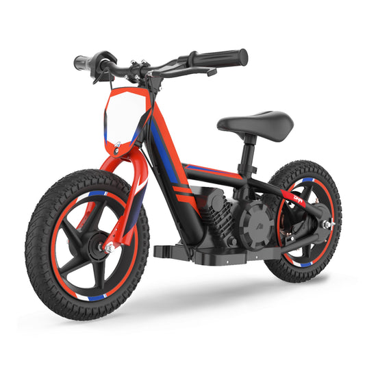 TUIBOKA Lightweight Electric Dirt Bike for Kids,170W Racing Grade Electric Motorcycle, Detachable Battery, 12Inch Off Road Tires, Red