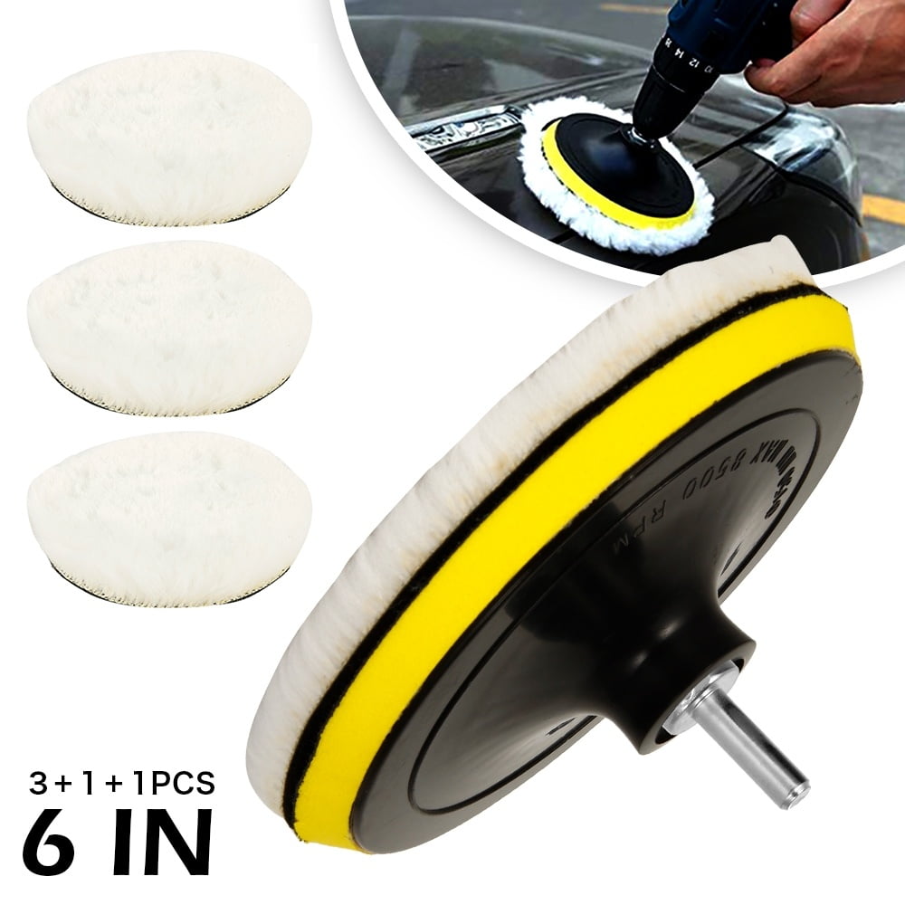 Tcwhniev 5Pcs/set 6inch Polisher/Buffer Soft Wool Bonnet Pad Woolen Polish Buffing Waxing Pads with M14 Drill Adapter,Polishing Bonnets for Car Polisher Polishing and Buffing