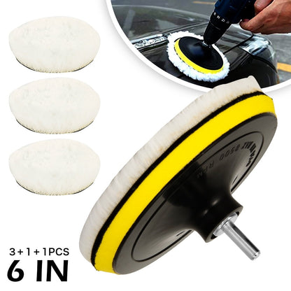 Tcwhniev 5Pcs/set 6inch Polisher/Buffer Soft Wool Bonnet Pad Woolen Polish Buffing Waxing Pads with M14 Drill Adapter,Polishing Bonnets for Car Polisher Polishing and Buffing