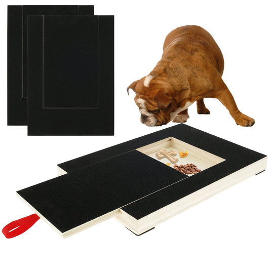 Tcwhniev Dog Scratch Pad for Nails,Dog Nail Square Scratching Board Sandpaper with Built-in Snack Box, Scratch Board File for Puppy, Black
