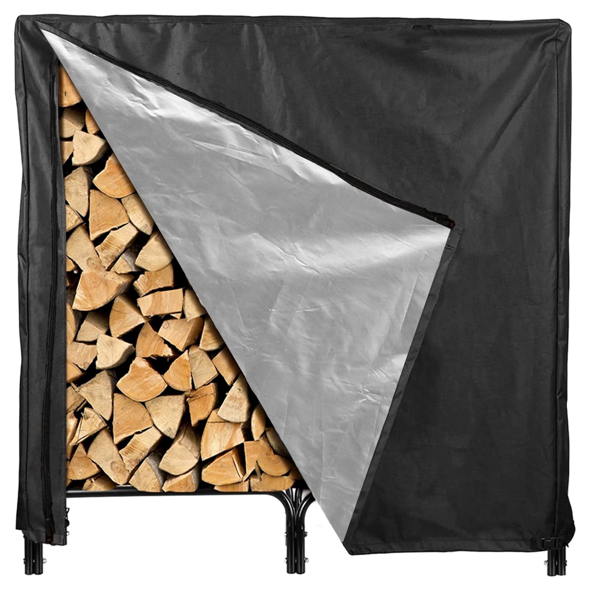 Tcwhniev Firewood Rack Cover,4ft Waterproof Log Rack Cover,Heavy Duty 210D Oxford Cloth Wood Fireplace Logs Holder,All Weather Protection,Wood Storage Covers For Indoor and Outdoor