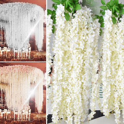 Tcwhniev Garden 20Pack 3.3Feet Artificial Fake Wisteria Vine Hanging Wall Garland Silk Flowers String for Wedding Party Outdoor Greenery Office Decoration