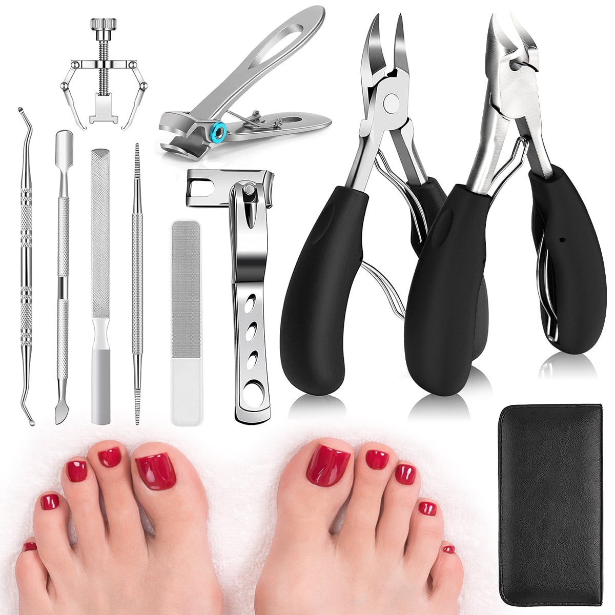 Tcwhniev Podiatrist Toenail Clippers,10 Pcs Toe Nail Clippers for Thick Nails and Ingrown Toenails,Professional Toenail Clippers Set,Toe Nail Clippers for Adult and Seniors