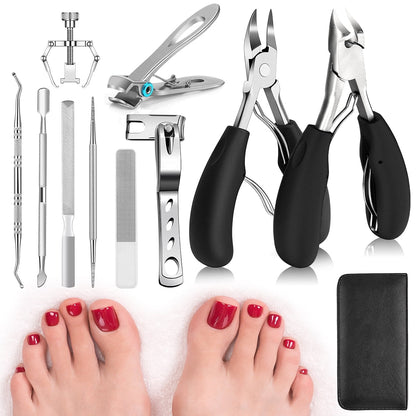 Tcwhniev Podiatrist Toenail Clippers,10 Pcs Toe Nail Clippers for Thick Nails and Ingrown Toenails,Professional Toenail Clippers Set,Toe Nail Clippers for Adult and Seniors
