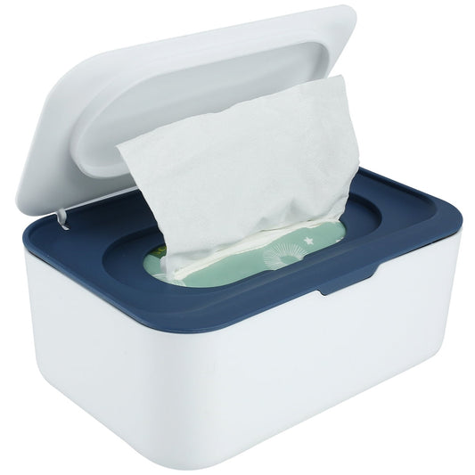 Tcwhniev Wipe Dispenser,Refillable Baby Wipes Container with Sealing Lid,Multifunctional Baby Wipe Case,Wet Wipes Storage Box,Detachable Cover Non-Slip Dustproof One-Hand Operation(Blue)
