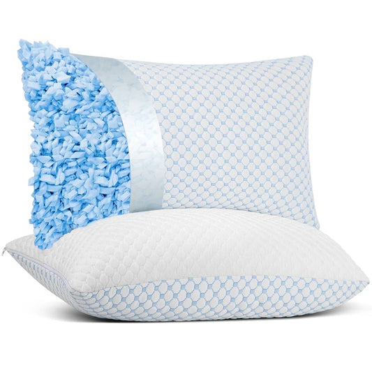 Thinway 2 Pack Cooling Pillow for Sleeping, Memory Foam Pillows Cool Bed Pillows Hotel Reversible Pillow with Washable Removable Cover for Back, Stomach or Side Sleepers