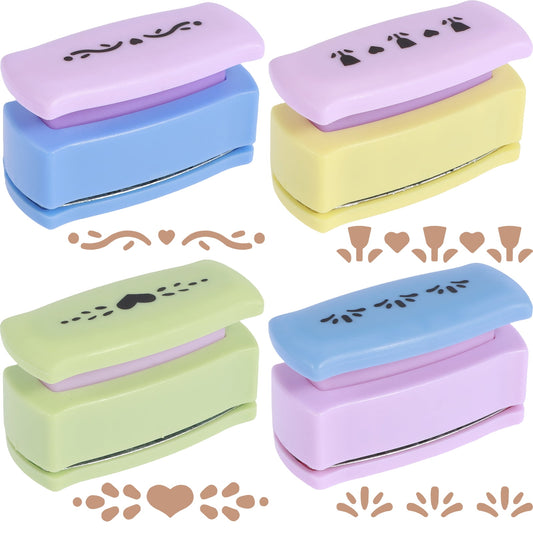 Toorise 4Pcs Edge Paper Punch for DIY Projects Craft Border Puncher Cutting Edge Paper Punch Set Paper Border Punch 4 Different Punch Patterns Durable for Scrapbooking (Random Color)