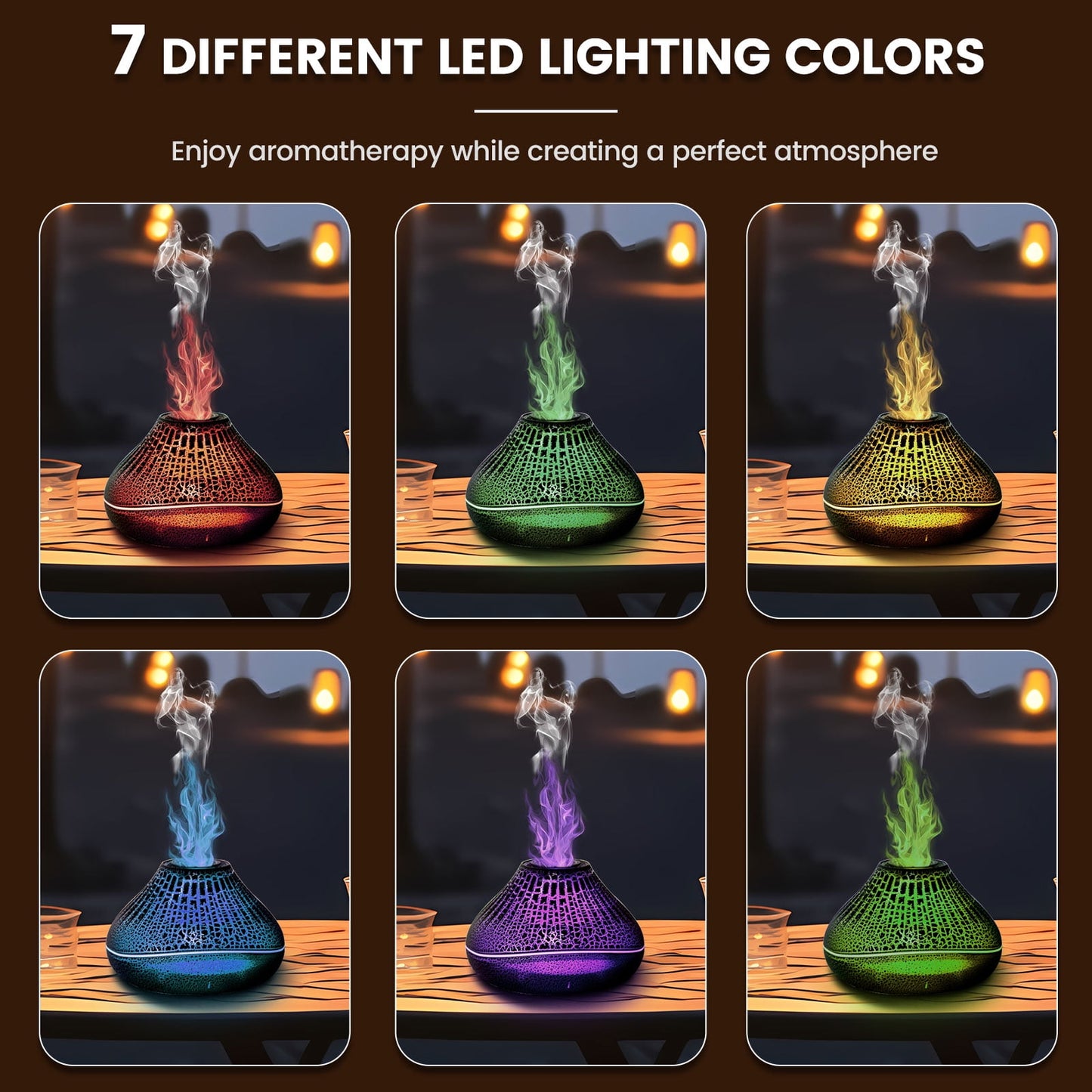 Toorise Aromatherapy Machine Volcano Diffuser Simulated Flame Seven Color Crack Flame Essential Oil Diffusers 160ml Capacity Flame Aroma Diffuser Quiet Aromatherapy Diffuser Waterless Auto Off