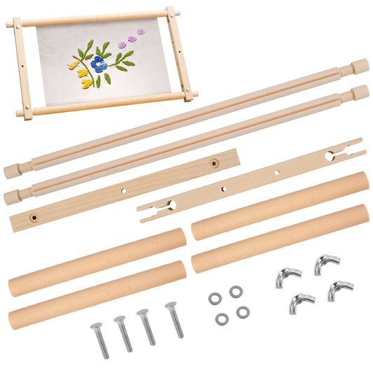 Toorise Embroidery Frame Needlepoint Embroidery Tapestry Scroll Frame Beech Wood Cross Stitch Frame Removable Needlepoint Stretcher Frame Stitching Frame Square Tool for Embroidery 21x12inch