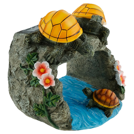 Turtle Gutter Downspout Extension Decoration Resin Solar Downspout Extension Statue Weatherproof Decorative Gutter Downspout Splash Block with Light for Garden Yard Patio