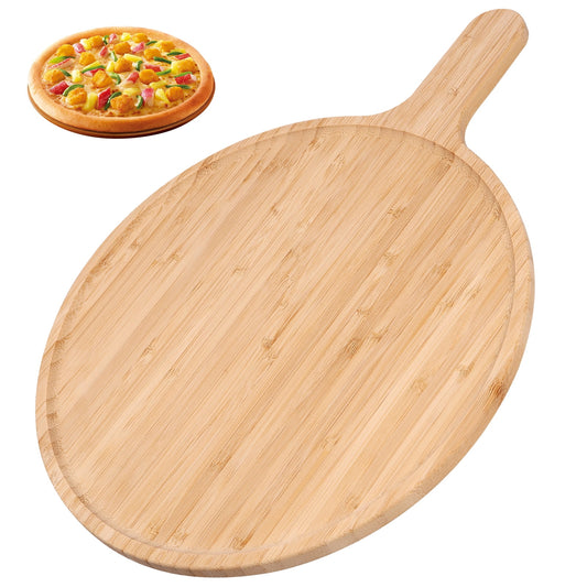 Txkrhwa 12 inches Round Pizza Cutting Board Cheese Paddle Board Round Serving Board Tray Bread and Crackers Platter with Handle for Serving and Food Prepare