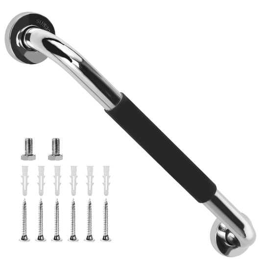Txkrhwa 16 Inch Shower Grab Bars, Anti Slip Rubber Grip, Stainless Steel Bath Grab Bar, Bathroom Balance Bar, Wall Mount Safety Handrail Support, Handicap Injury Elderly Assist Handle