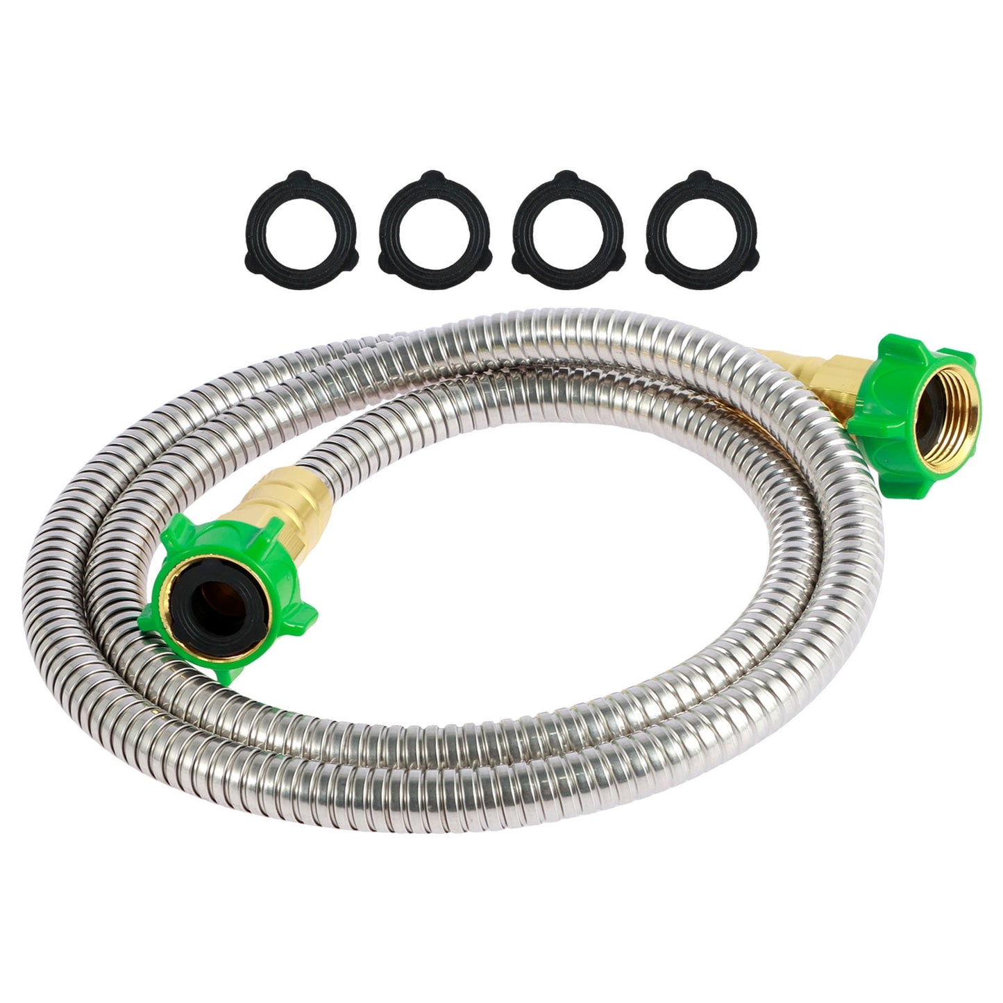 Txkrhwa 3 FT Short Garden Hose with Female to Female Connector, 3ft Metal Leakproof Leader Hose, Heavy Duty 304 Stainless Steel Flexible Hose for Outdoor Garden Watering Car Pet Cleaning