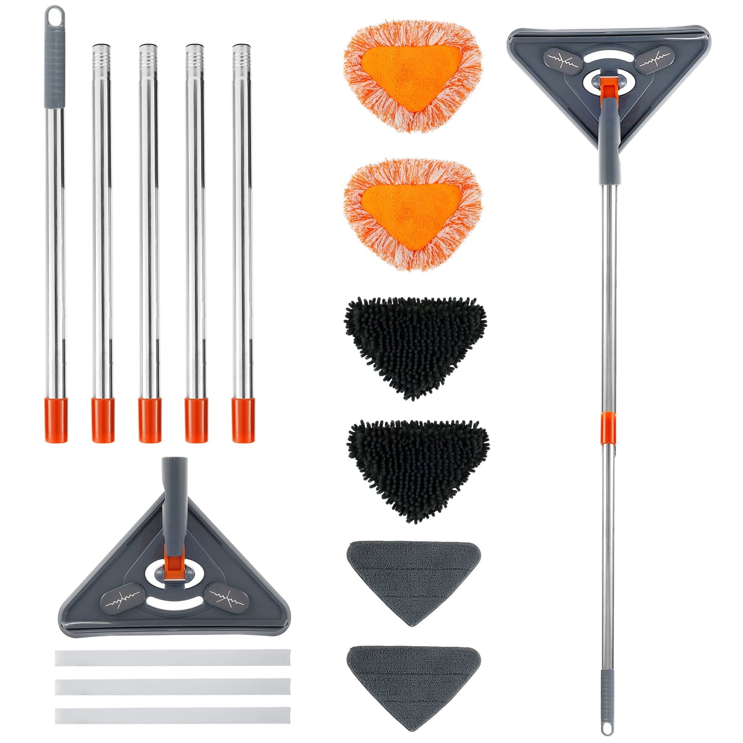 Txkrhwa 85 Inches Wall Cleaner Mop Ceiling Cleaner and Baseboard Duster with Extension Pole and 6PCS Replaceable Microfiber Head Pads for Home Cleaning
