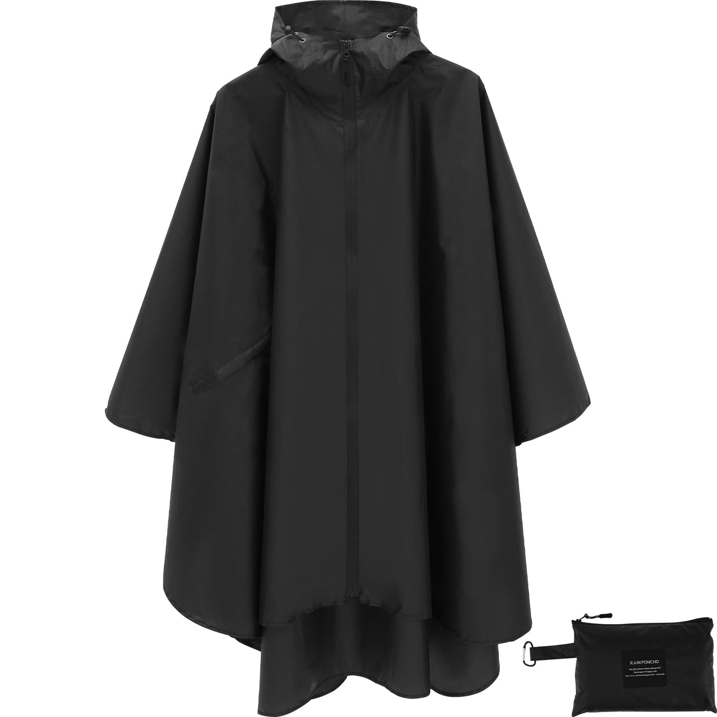 Txkrhwa Waterproof Rain Poncho Jacket with Zipper, Rain Poncho with Storage Bag, Lightweight Rain Coat, Hooded Raincoat Poncho for Men Women Adults Outdoor Camping Travel