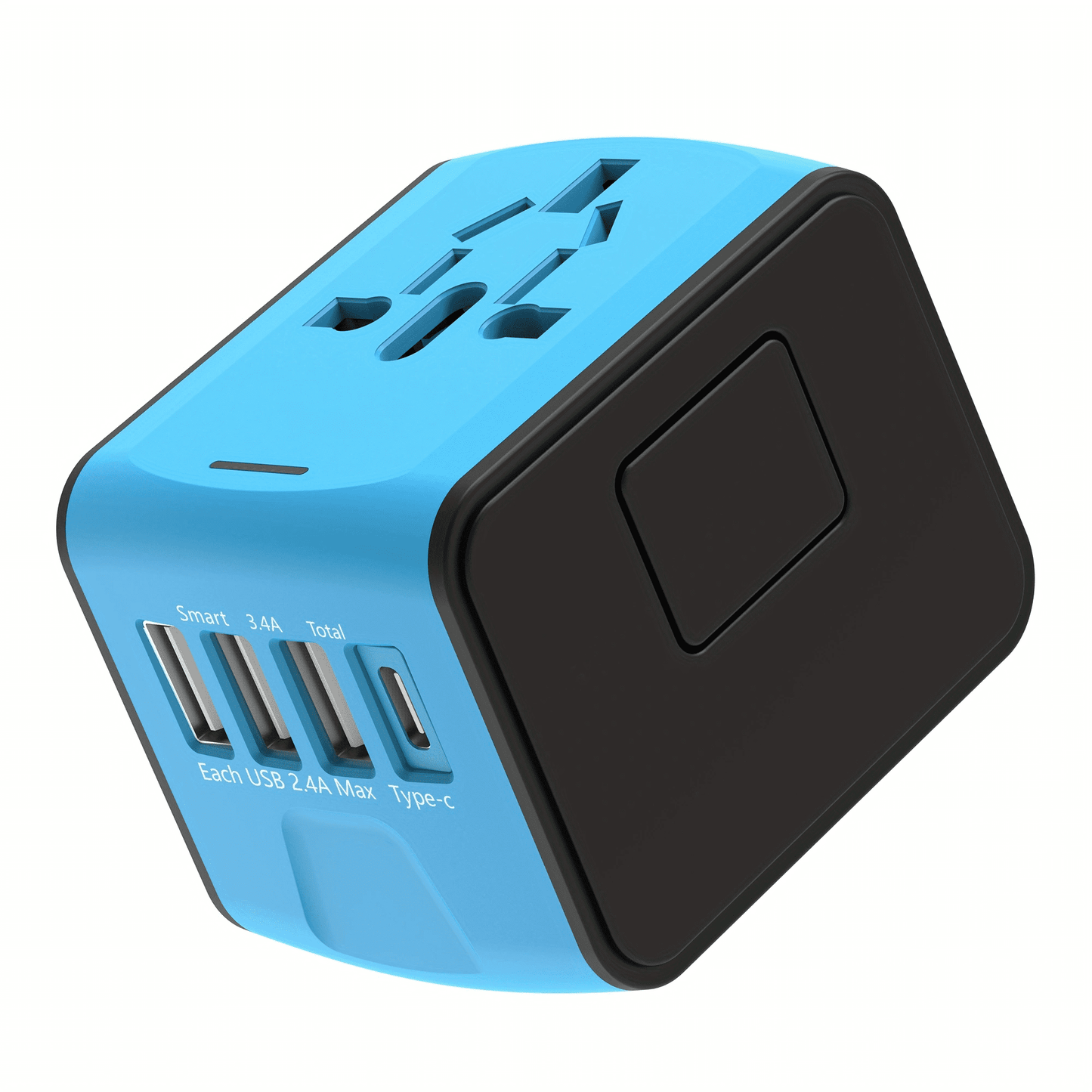 Universal Travel Adapter, Meromore European Travel Plug Adapter with Type C, Blue