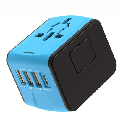 Universal Travel Adapter, Meromore European Travel Plug Adapter with Type C, Blue