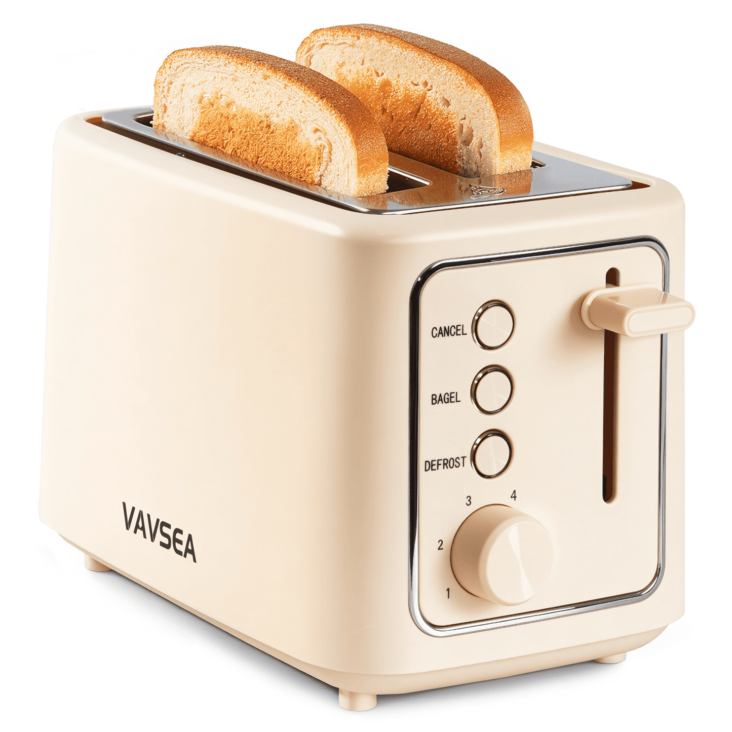 VAVSEA 2 Slice Toaster, 1000W Retro Wide Slot Toaster with 6 Shade Settings & LED Light for Bagels, Waffles, Toast, Bread, Removable Crumb Tray, Breakfast Helper, Beige