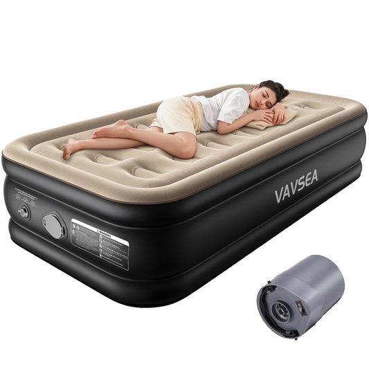 VAVSEA Twin Cordless Air Mattress, 18" Blow up Mattress with Built in Pump, Inflatable Mattress for Home, Camping, Travel, Guests, 550lb Max