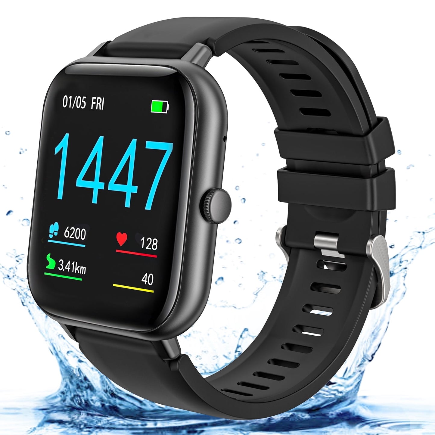 VILINICE Smart Watch for Men, 1.83" Touch Screen Fitness Tracker, IP68 Waterproof Smartwatch, Call & Message Reminder for Android iPhone, Black