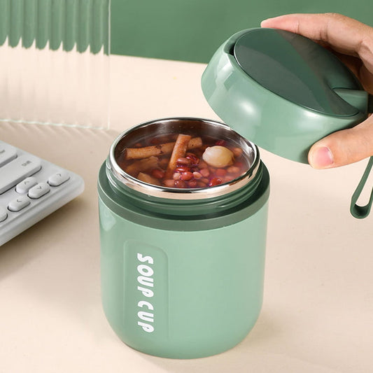 Vacuum-Insulated Food Jar with Spoon,16.2 Oz Food Thermos Hot Food Flasks Vacuum Insulated Lunch Thermos Leakproof Food Jar Portable Thermal Soup Bowl for Lunch Soup Kids School Travel Hot & Cold