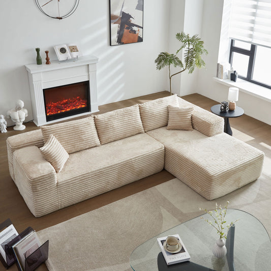 Vcatnet L Shaped Sectional Sofa Couch,Modular Upholstered Indoor Sofa,Modern Minimalist Couches for Living Room,Fully Assembled and Free Combination,Beige