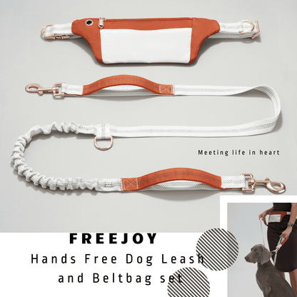 WOONONO Color-Blocking Hands Free Dog Leash with Pouch Fanny Pack and Leash Combo for Walking Dogs