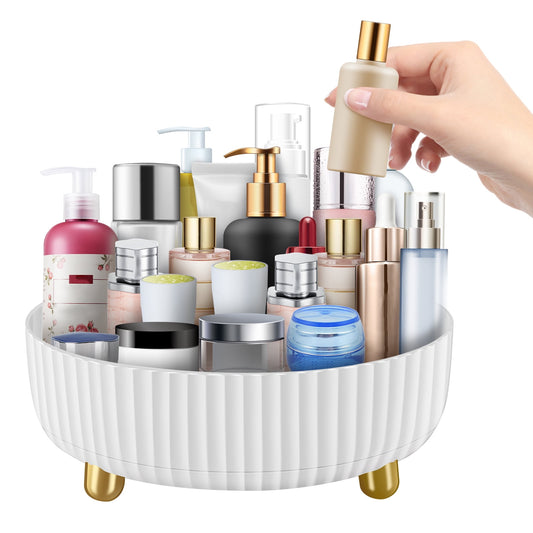 Wekvgz Makeup Perfume Organizer Large Capacity Lazy Susan Turntable Reusable 360 Rotating Condiment Holder Non-slip Lazy Susan Storage Organizer Round Rotating Spice Racks 22 X 22 X 7.5cm