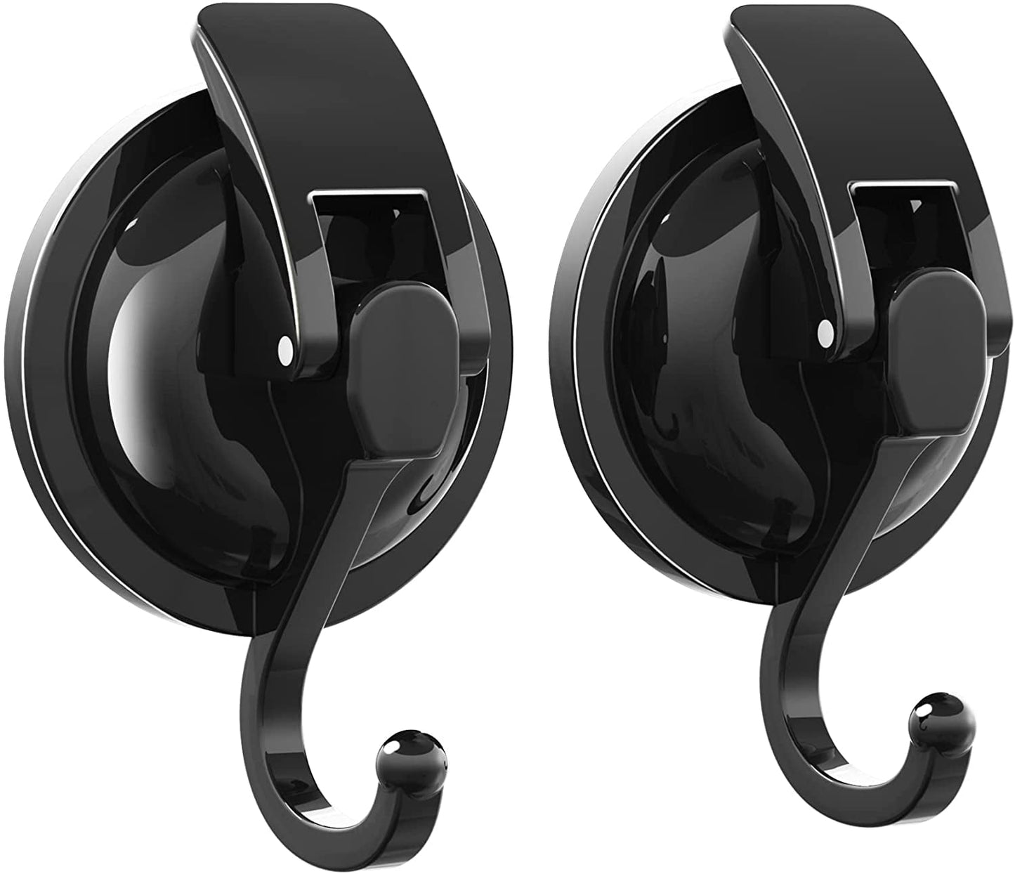 Wekvgz Socont Removable Suction Cup Hooks (2 Pack), Black Heavy Duty Vacuum Shower Hooks, Powerful Wreath Hanger for Bathroom Restroom Kitchen