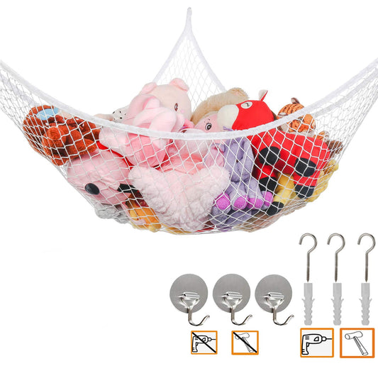 Wekvgz Toy Hammock Stuffed Animals and Toy Storage Hammock Net 70" Wall Sling Corner Extra Large Kids Children Mesh Toy Net Organizer