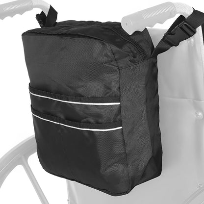 Wheelchair Bag Wheelchair Accessories Large Capacity Wheelchair Backpack Storage Bag with Secure Reflective Strip for Wheelchairs，Walkers
