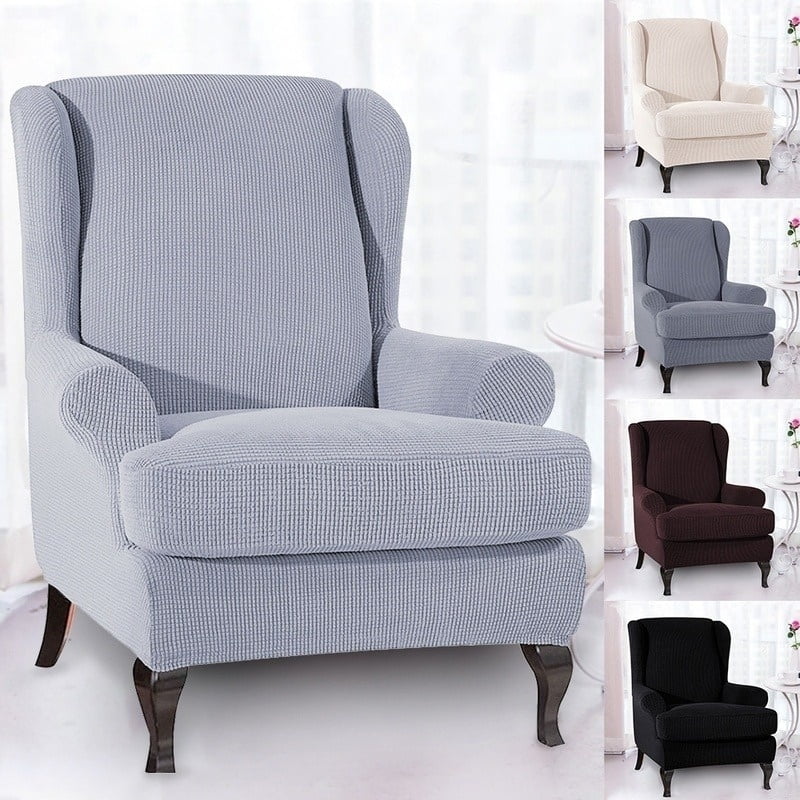 Willstar 2 Piece Wingback Armchair Chair Slipcovers Stretch Jacquard Wing Chair Cover Spandex Fabric WingChair Covers Removable Wing Back Sofa Chair Furniture Protector Couch