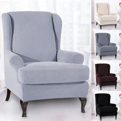 Willstar 2 Piece Wingback Armchair Chair Slipcovers Stretch Jacquard Wing Chair Cover Spandex Fabric WingChair Covers Removable Wing Back Sofa Chair Furniture Protector Couch