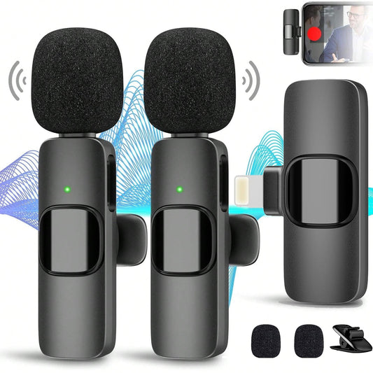 Wireless Lavalier Microphone for iPhone iPad, Broadcast Lapel Short Video Recording