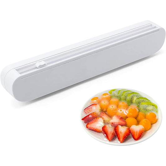 Wrap Dispenser With Cutter, Aluminum Foil Dispenser with Cutter, Sturdy Food Cling Wrap Film Cutter, 14.6x2x2in Wrap Dispenser