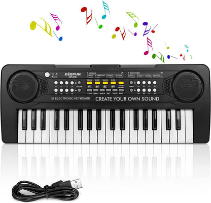 XTeduToys Kids Piano Keyboard, 37 Keys Electronic Music Piano for Kids Portable Multi-Function Musical Instruments Birthday Educational Toys for 3 4 5 6 7 Year Old Boys Girls Children Beginner(Black)
