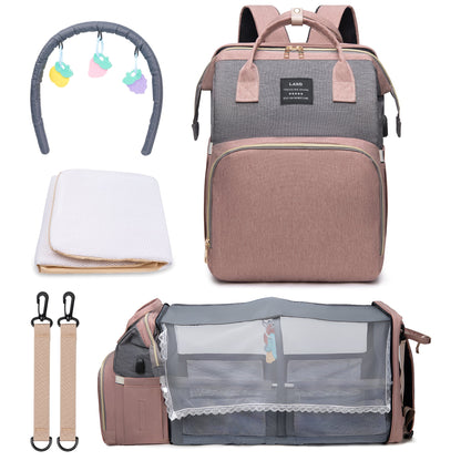ZIMFANQI Baby Diaper Bag Backpack, Large Capacity Bags with Foldable Changing Station, Diaper Bag Organizing Pouches, Multifunctional Waterproof Travel Back Pack for Moms and Dads, USB Charging Port