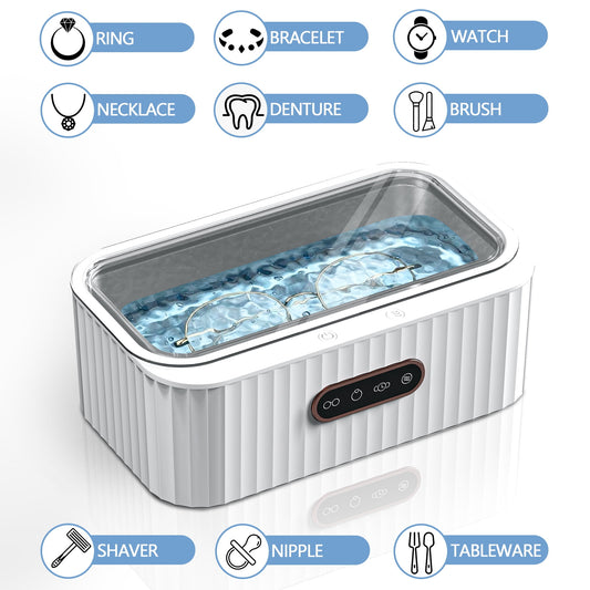 ZIMFANQI Ultrasonic Jewelry Cleaner, 400ml Ultrasonic Denture & Retainer Cleaner With 4 Modes Digital Timer, Portable Jewelry Cleaner Ultrasonic Machine For Ring, Glasses, Jewelry, Dentures, Retainer