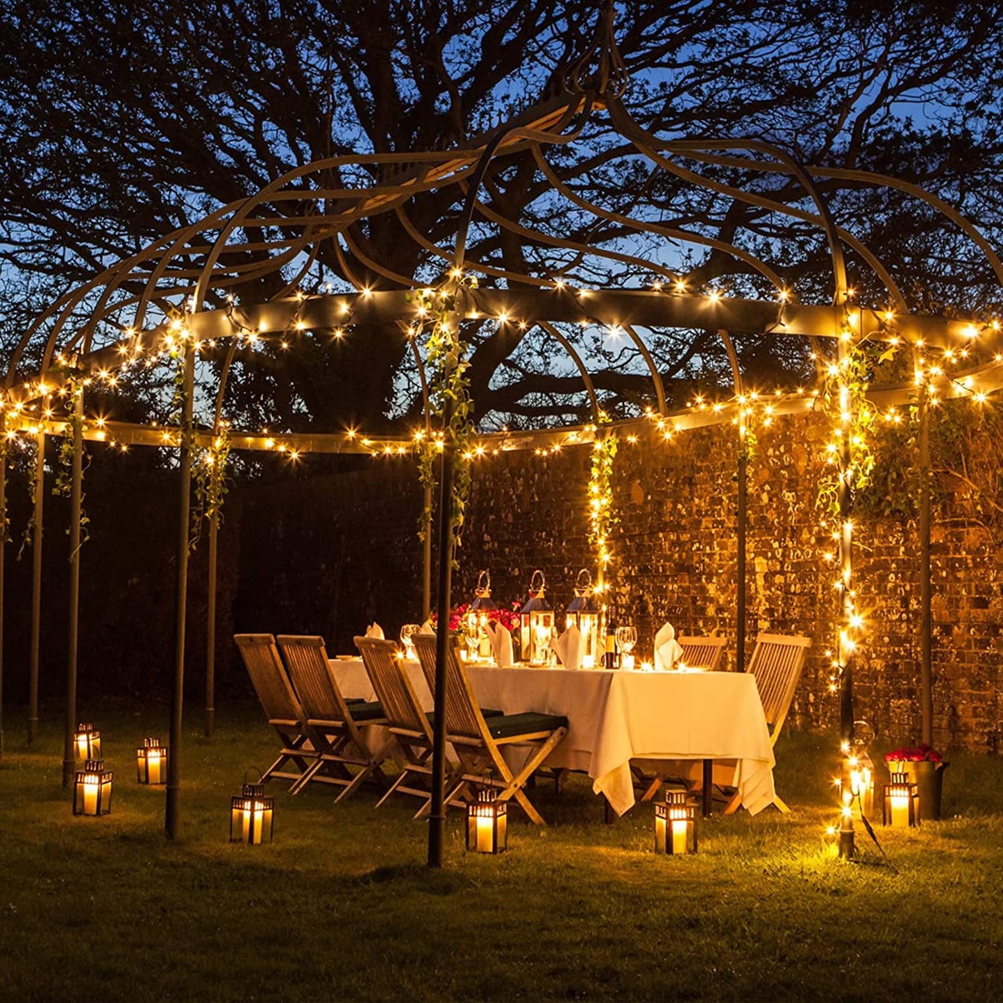 Zizin 66ft 200 LED Star Christmas String Lights 8 Modes for Outdoor Indoor Xmas Party Yellow
