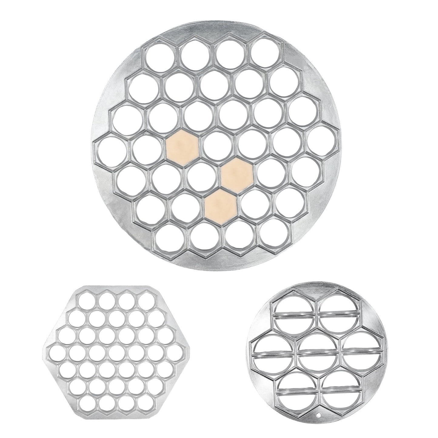 Wekvgz 3pcs Russian Dumpling Maker Aluminum Alloy Pelmeni Maker Rustproof Ravioli Maker 37 Holes 14 Holes Dumpling Pelmeni Mold for Dumplings Pies Wontons Fruit Pies