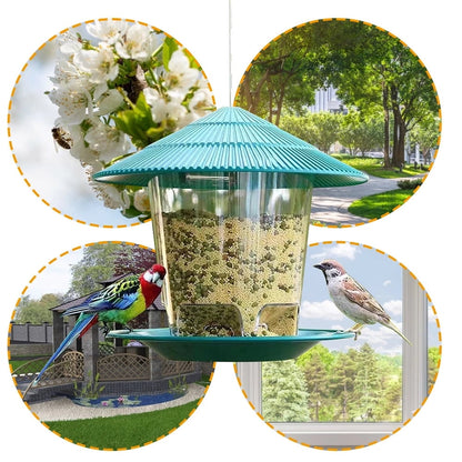 Lzvxtym Bird Feeder,Bird Feeding Station Hanging Transparent Large Capacity Bird Feeder with Roof for Wild Birds Hanging in the Garden and Balcony