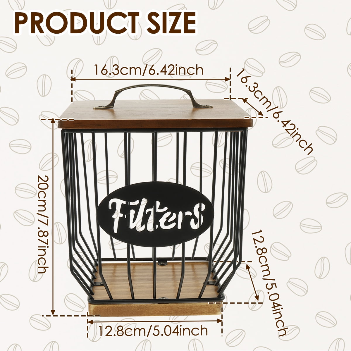 Txkrhwa K Cup Holder, Coffee Pod Holder Filters, Large Capacity Coffee Pod Filter Holder With Lid, Pod Organizer Filter Baskets with Durable Metal Wire & Wood Base