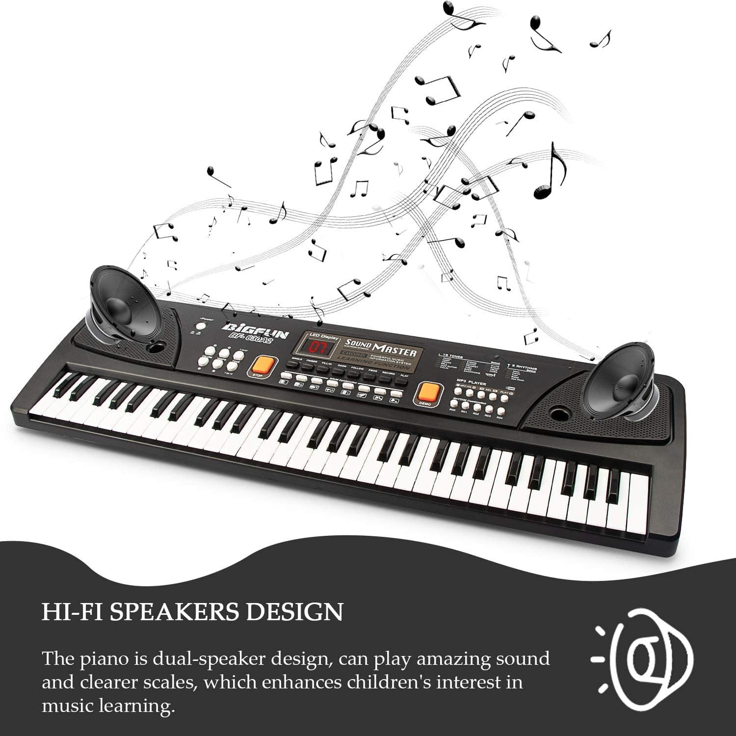 XTeduToys Keyboard Piano for Kids, 61 Keys Multifunction Electric Piano Keyboard Educational Instrument Toy for 3 4 5 6 7 8 9 10 11 12 Years Old Boys and Girls with Microphone (Black)